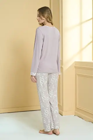 Pijadore 2230-B (2XL-3XL-4XL-5XL) Battal Beden Uzun Kollu Bayan Pijama Takım 4'lü