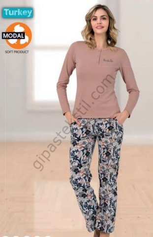 Berland 3078 Bayan Modal Uzun Kol Pijama Takımı