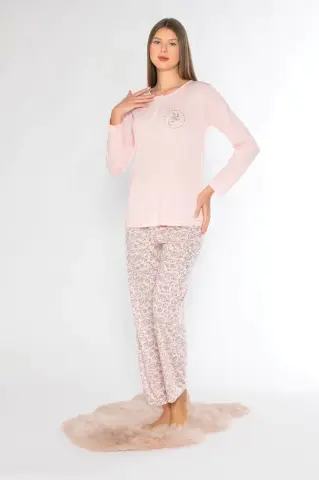 Alperi 790-91 (M-L-XL-XXL) Bayan Viskon Uzun Kollu Pijama Takım 4'lü