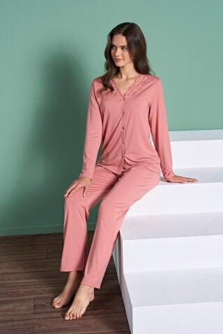 Pijadore 1965 (M-L-XL-XXL) Uzun Kollu Bayan Pijama Takım 4'lü