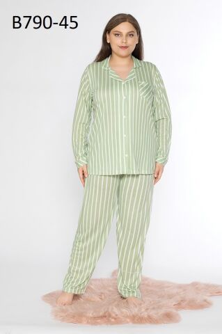 Alperi B790-45 (3XL-4XL-5XL-6XL) Bayan Uzun Kollu Pijama Takım 4'lü