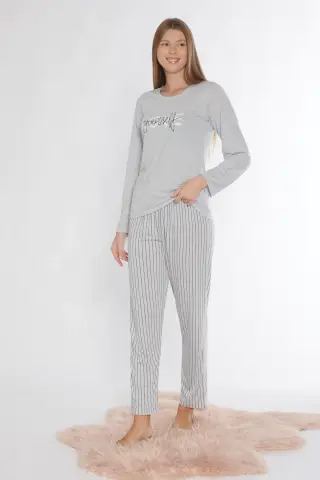 Alperi 790-83 (M-L-XL-XXL) Bayan Viskon Uzun Kollu Pijama Takım 4'lü