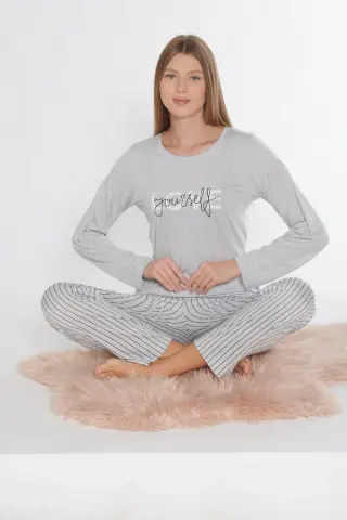Alperi 790-83 (M-L-XL-XXL) Bayan Viskon Uzun Kollu Pijama Takım 4'lü