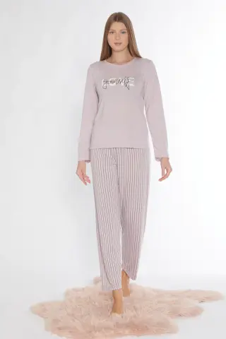 Alperi 790-83 (M-L-XL-XXL) Bayan Viskon Uzun Kollu Pijama Takım 4'lü