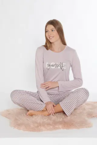 Alperi 790-83 (M-L-XL-XXL) Bayan Viskon Uzun Kollu Pijama Takım 4'lü