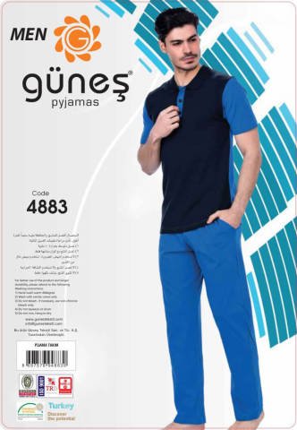 Güneş 4883 Kısa Kollu Erkek Pijama Takımı