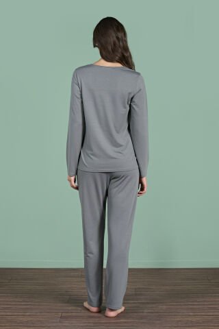 Pijadore 1966 (M-L-XL-XXL) Uzun Kollu Bayan Pijama Takım 4'lü YEŞİL - M-L-XL-XXL