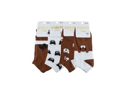 Esinti 33-4 (36-40) Naturel Pamuk Bayan Patik Çorap 12'li