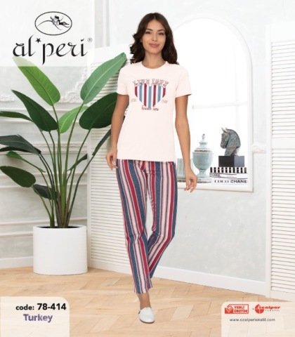 Alperi 78-414 Bayan Kısa Kol Pijama Takım