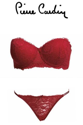 Pierre Cardin 4034 Carlına Balenli Straplez Desteksiz Sütyen Takımı