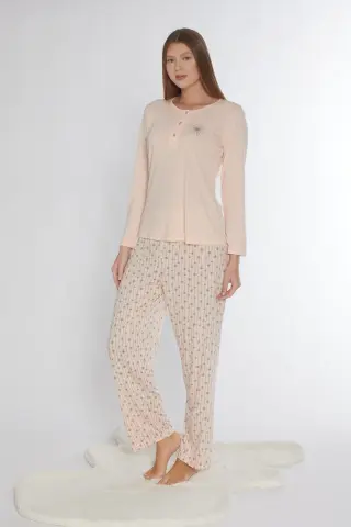 Alperi 790-76 (M-L-XL-XXL) Bayan Viskon Uzun Kollu Pijama Takım 4'lü