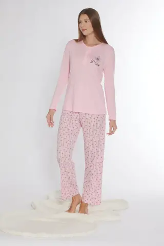 Alperi 790-76 (M-L-XL-XXL) Bayan Viskon Uzun Kollu Pijama Takım 4'lü