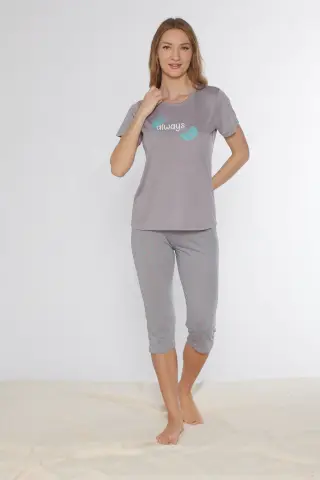 Alperi 770-04 (M-L-XL-XXL) Bayan Viskon Kısa Kollu Kapri Pijama Takım 4'lü
