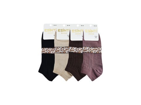 Esinti 33-11 (36-40) Naturel Pamuk Bayan Patik Çorap 12'li