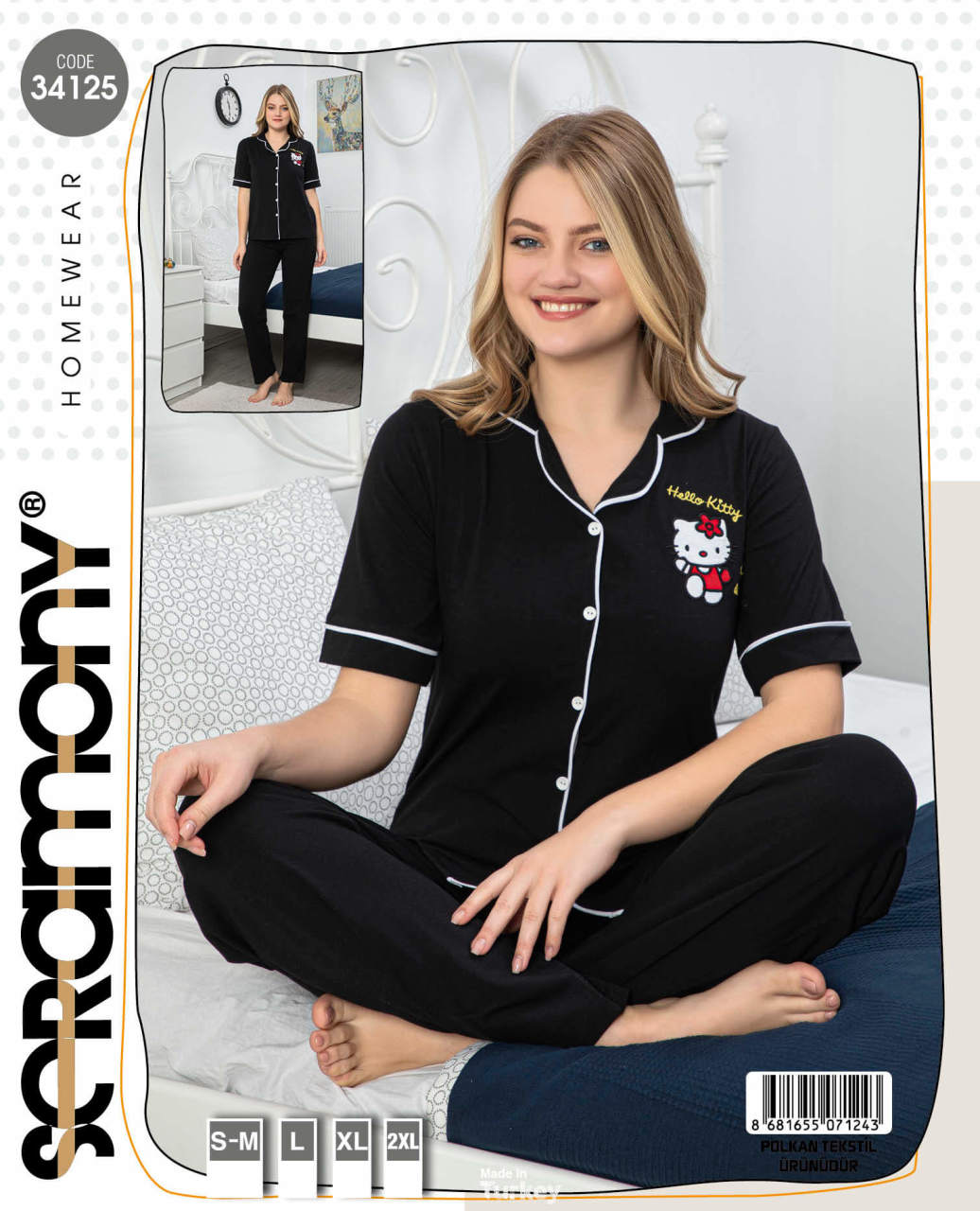 Seramony 34125 Kısa Kollu Düğmeli Bayan Pijama Takımı