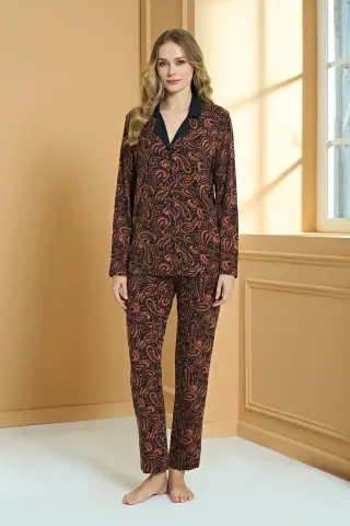 Pijadore 2256 (M-L-XL-XXL) Uzun Kollu Bayan Pijama Takım 4'lü