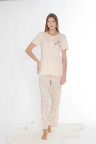 Alperi ALP780-58 (M-L-XL-XXL) Bayan Viskon Kısa Kollu Pijama Takım 4'lü