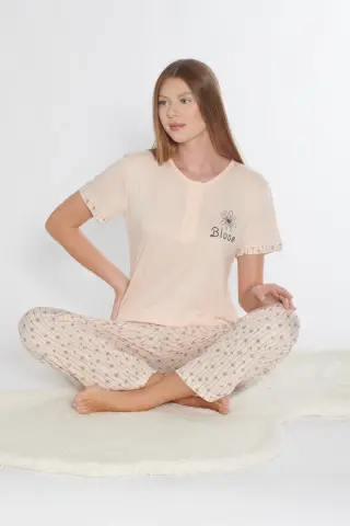 Alperi ALP780-58 (M-L-XL-XXL) Bayan Viskon Kısa Kollu Pijama Takım 4'lü
