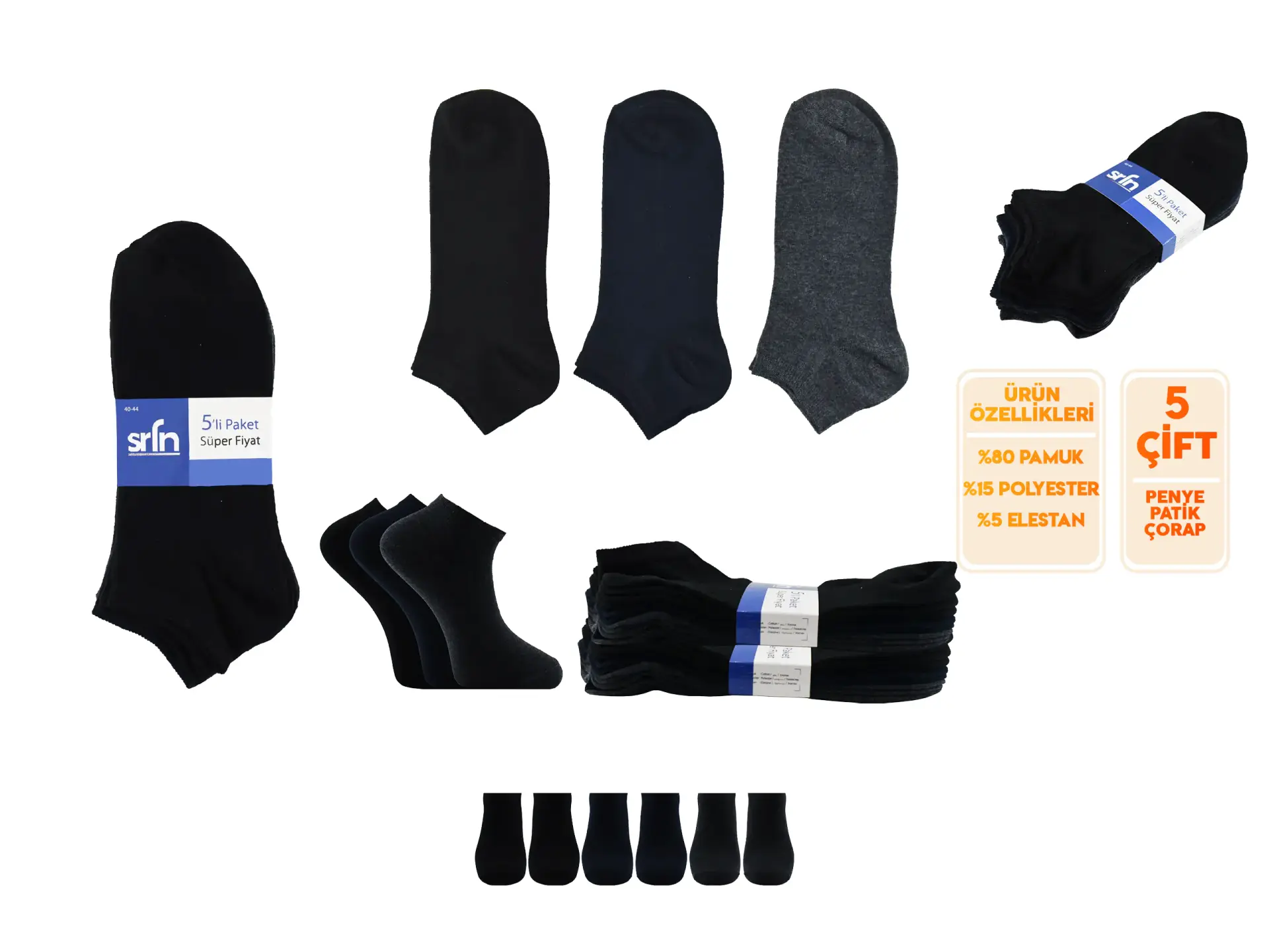 Şirin 0160 Ter Emici Süper Soft Erkek Penye Patik 5'li
