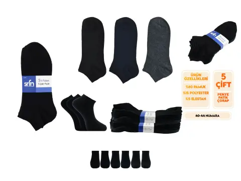 Şirin 0160 Ter Emici Süper Soft Erkek Penye Patik 5'li