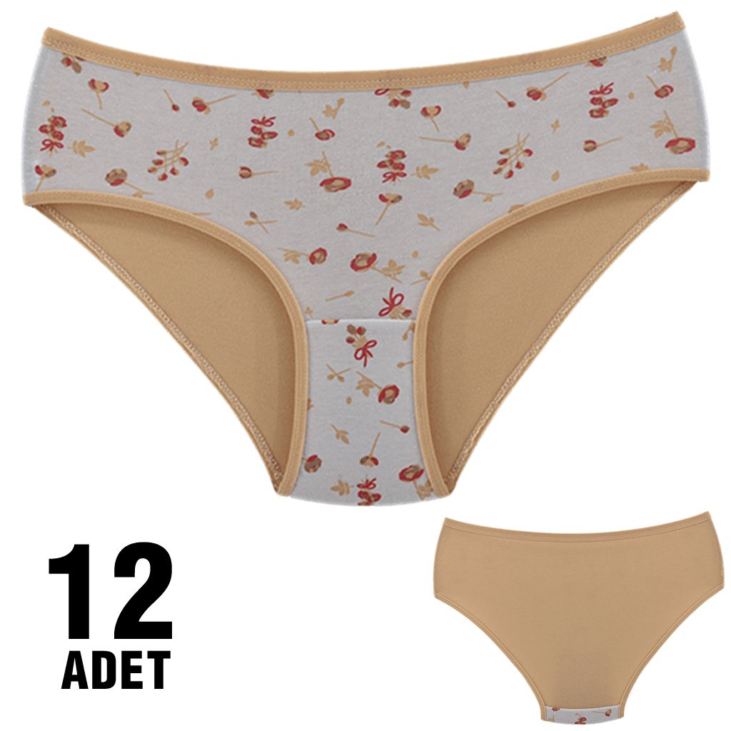 Dondeza 201-66 Desenli Bayan Ara Beden Külot 12'li