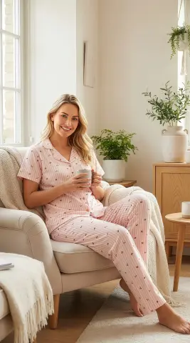 Alperi ALP78-107 (M-L-XL-XXL) Bayan Modal Kısa Kollu Pijama Takım 4'lü