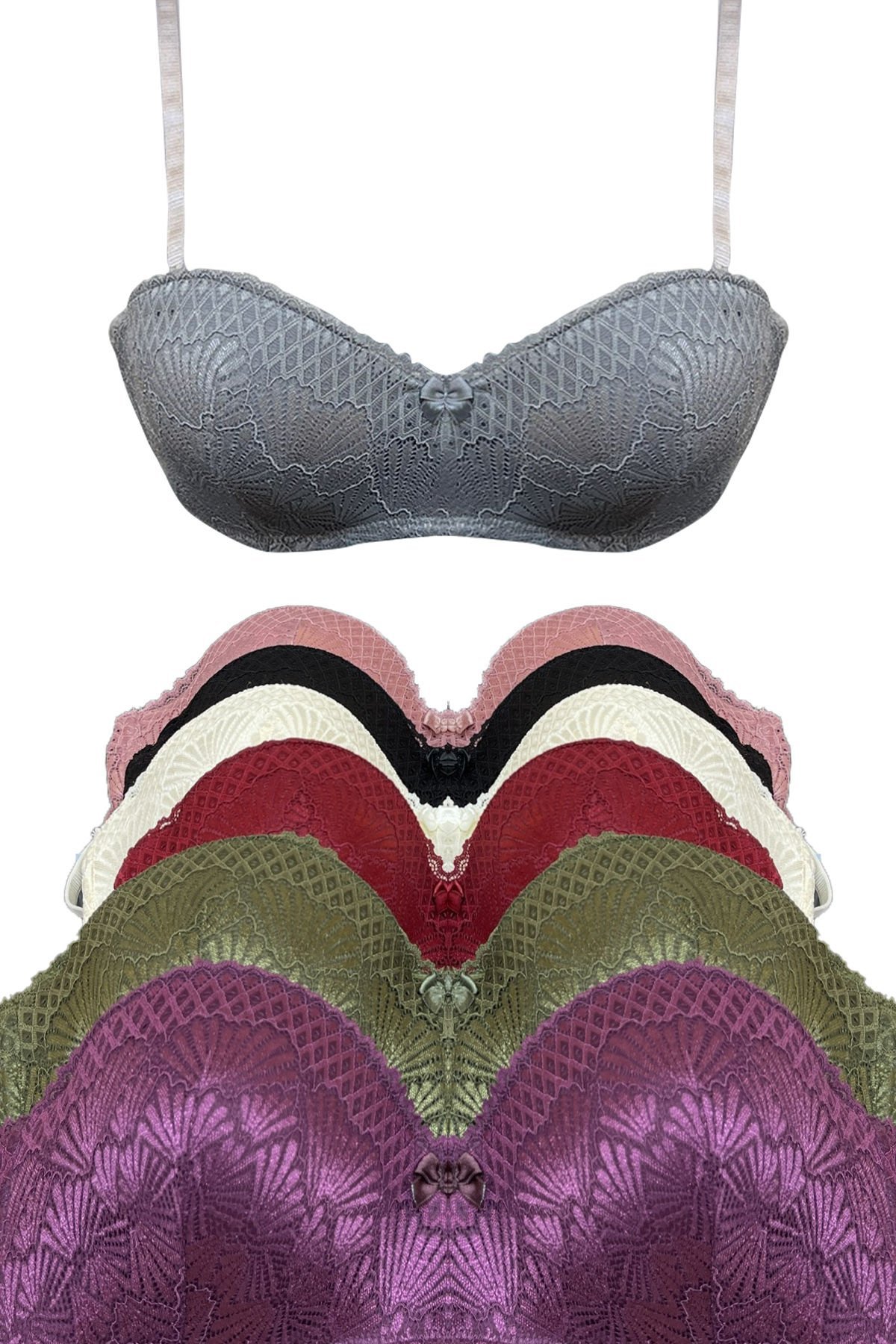 Aysemin 5144 B Cup (80-85-90-95) Lotus Balenli Desteksiz Bayan Sütyen 6'lı