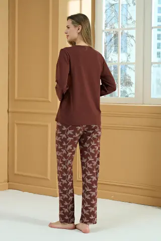 Pijadore 2214 (M-L-XL-XXL) Uzun Kollu Bayan Pijama Takım 4'lü