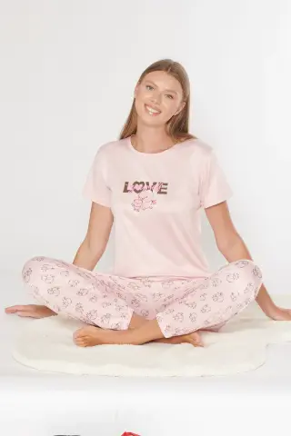 Alperi 780-308 (M-L-XL-XXL) Bayan Kısa Kollu Pijama Takım 4'lü