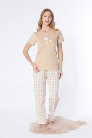 Alperi ALP78-102  (M-L-XL-XXL) Bayan Kısa Kollu Pijama Takım 4'lü