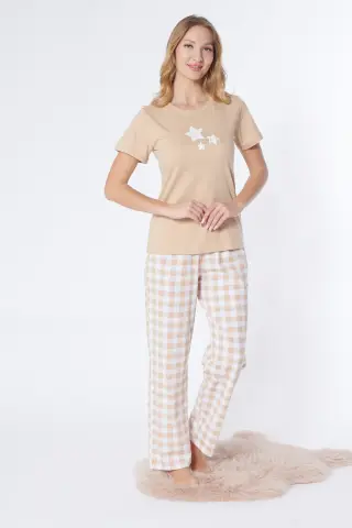 Alperi ALP78-102  (M-L-XL-XXL) Bayan Kısa Kollu Pijama Takım 4'lü