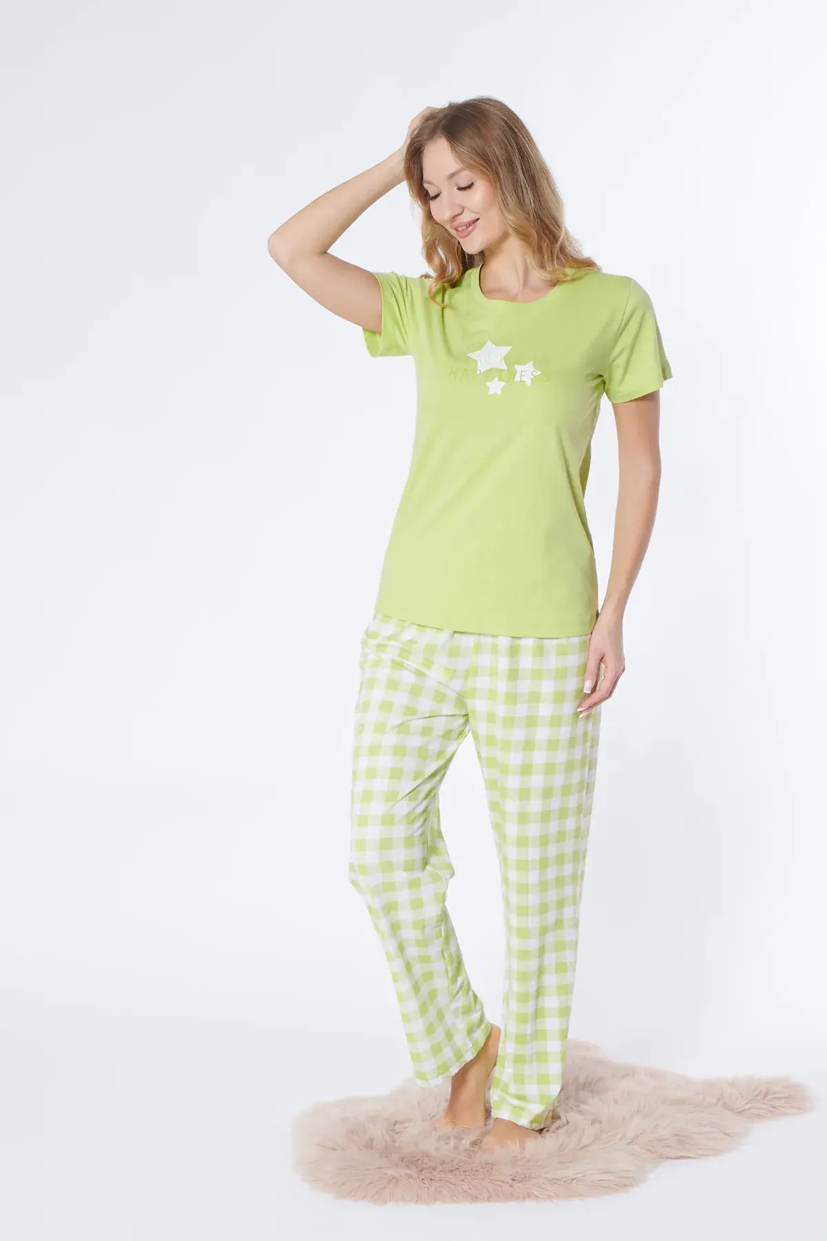Alperi ALP78-102  (M-L-XL-XXL) Bayan Kısa Kollu Pijama Takım 4'lü