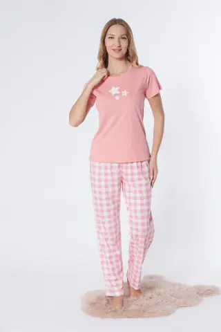 Alperi ALP78-102  (M-L-XL-XXL) Bayan Kısa Kollu Pijama Takım 4'lü