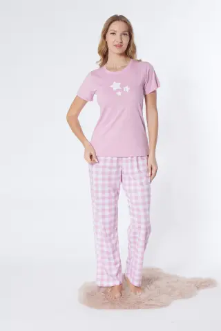 Alperi ALP78-102  (M-L-XL-XXL) Bayan Kısa Kollu Pijama Takım 4'lü