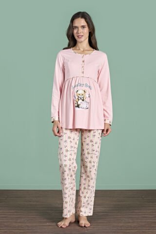 Pijadore 1948 (M-L-XL-XXL) Uzun Kollu Bayan Lohusa Pijama Takım 4'lü SOMON - M-L-XL-XXL