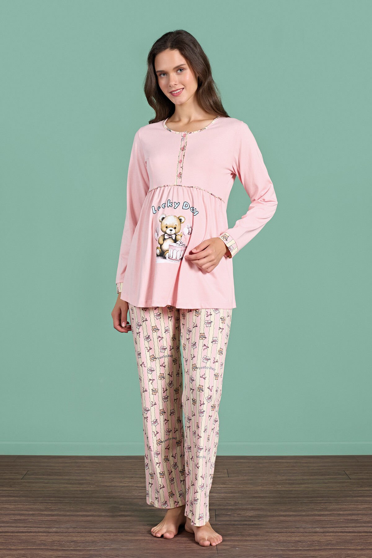 Pijadore 1948 (M-L-XL-XXL) Uzun Kollu Bayan Lohusa Pijama Takım 4'lü SOMON - M-L-XL-XXL