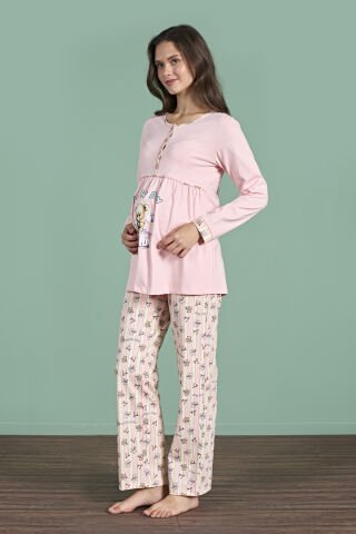 Pijadore 1948 (M-L-XL-XXL) Uzun Kollu Bayan Lohusa Pijama Takım 4'lü SOMON - M-L-XL-XXL