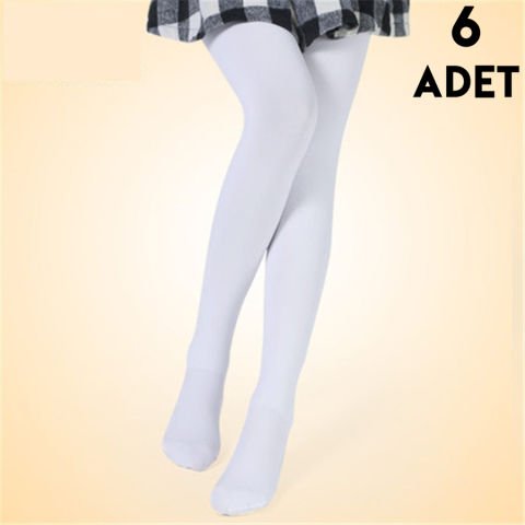 Aksu Pery 3-4 Yaş Çocuk Külotlu Çorap 6'lı BEYAZ - 3-4 YAŞ