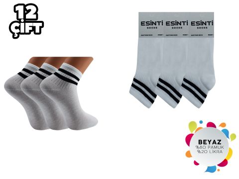 Esinti Beyaz Çemberli Bayan Kolej Patik 12'li