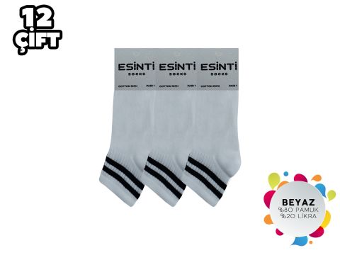 Esinti Beyaz Çemberli Bayan Kolej Patik 12'li