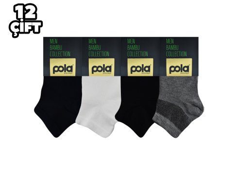 Pola 2082 Likralı Erkek Bambu Diyabet Patik Çorap 12'li