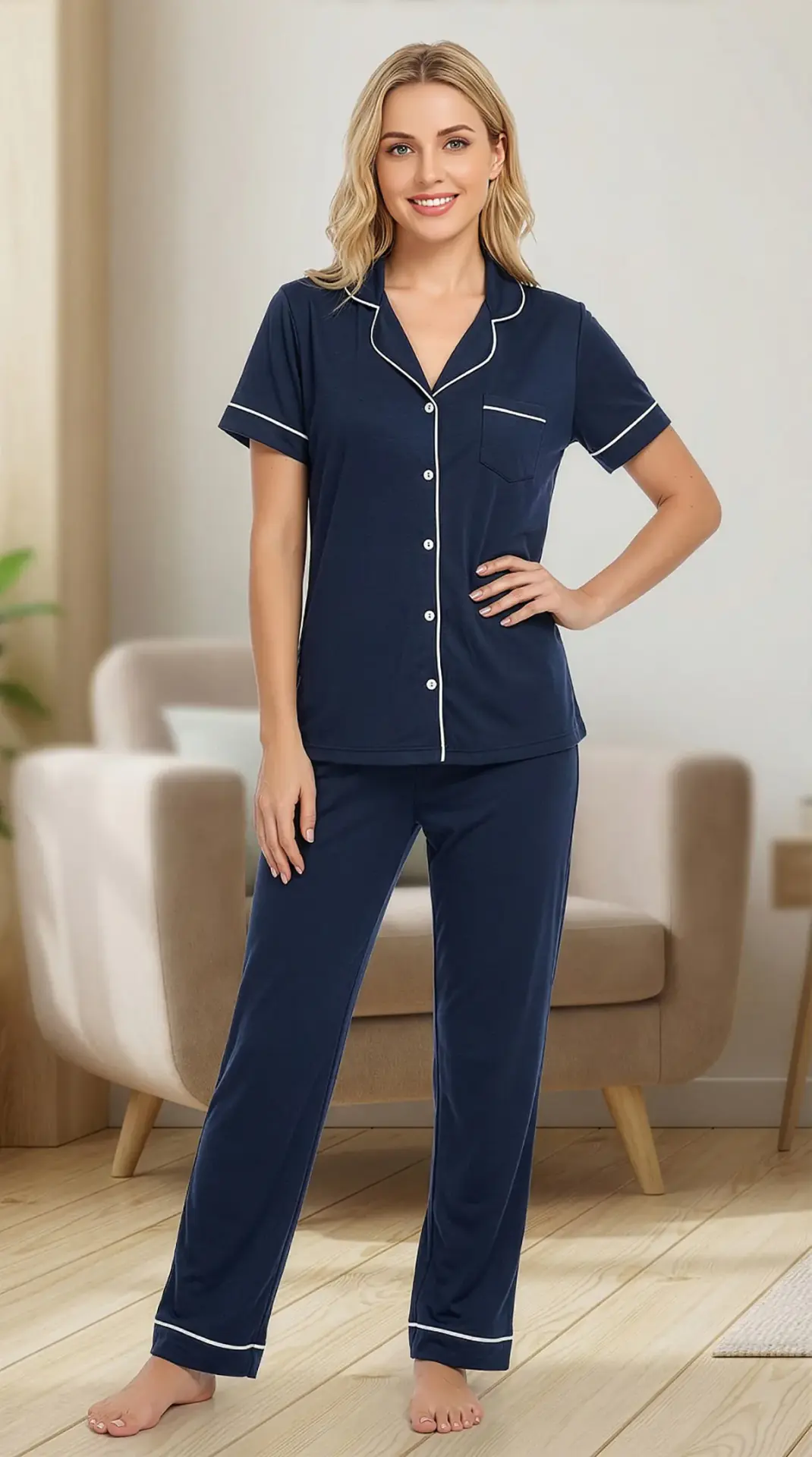 Alperi 780-108 (M-L-XL-XXL) Bayan Viskon Kısa Kollu Pijama Takım 4'lü
