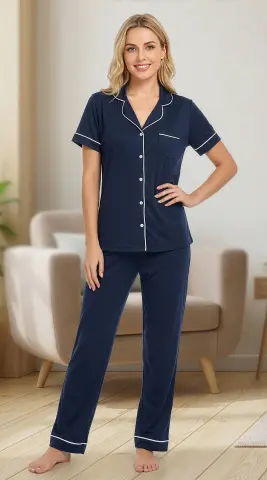 Alperi 780-108 (M-L-XL-XXL) Bayan Viskon Kısa Kollu Pijama Takım 4'lü