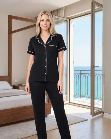 Alperi 780-108 (M-L-XL-XXL) Bayan Viskon Kısa Kollu Pijama Takım 4'lü