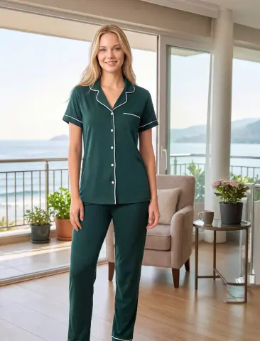 Alperi 780-108 (M-L-XL-XXL) Bayan Viskon Kısa Kollu Pijama Takım 4'lü