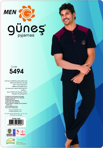 Güneş 5494 Kısa Kollu Erkek Pijama Takımı
