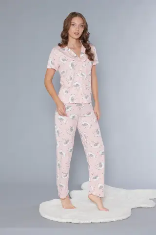 Alperi 780-103 (M-L-XL-XXL) Bayan Viskon Kısa Kollu Pijama Takım 4'lü