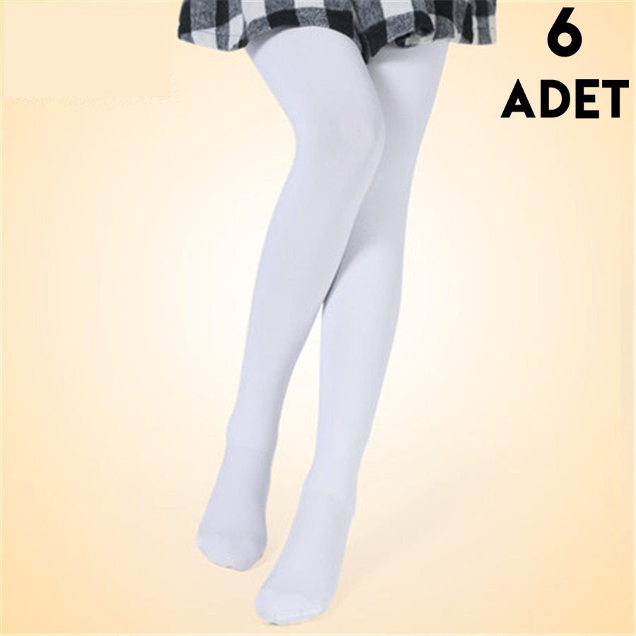 Aksu Pery 9-10 Yaş Çocuk Külotlu Çorap 6'lı BEYAZ - 9-10 YAŞ