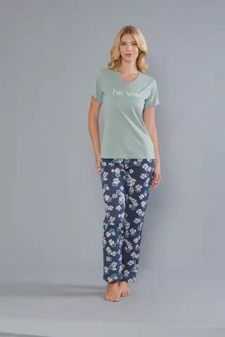 Alperi 78-101 (M-L-XL-XXL) Bayan Viskon Kısa Kollu Pijama Takım 4'lü