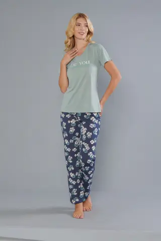 Alperi 78-101 (M-L-XL-XXL) Bayan Viskon Kısa Kollu Pijama Takım 4'lü